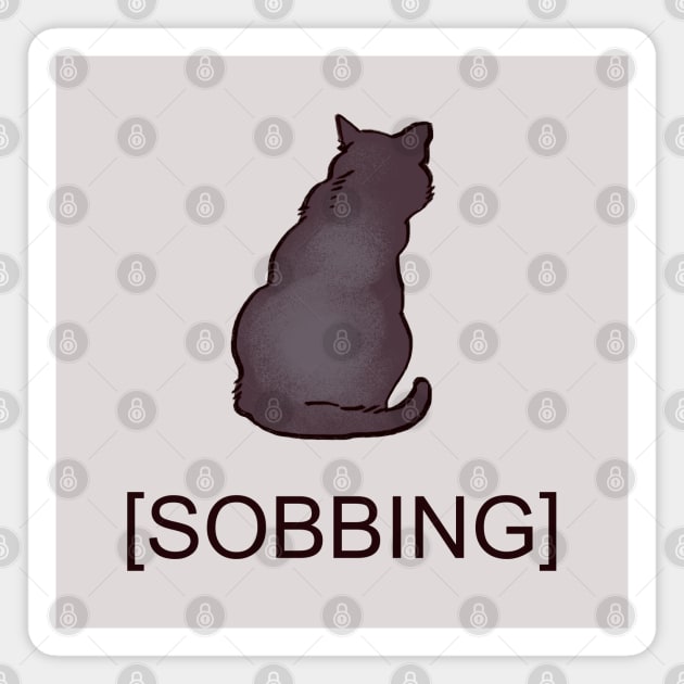 sad crying sobbing corner black cat with subtitle meme Magnet by mudwizard